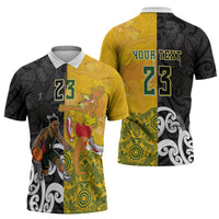 Aotearoa New Zealand And Australia Basketball Custom Zipper Polo Shirt Maori Tribal Tattoo And Aboriginal Dot Art Heritage LT03 - Polynesian Pride