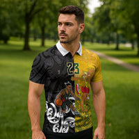 Aotearoa New Zealand And Australia Basketball Custom Zipper Polo Shirt Maori Tribal Tattoo And Aboriginal Dot Art Heritage LT03 - Polynesian Pride