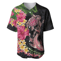Hawaiian Tropical Plants Turtle and Shark Baseball Jersey Polynesian Art Tattoo