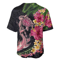 Hawaiian Tropical Plants Turtle and Shark Baseball Jersey Polynesian Art Tattoo