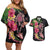 Hawaiian Tropical Plants Turtle and Shark Couples Matching Off Shoulder Short Dress and Hawaiian Shirt Polynesian Art Tattoo