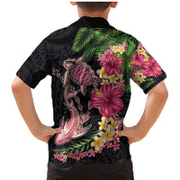 Hawaiian Tropical Plants Turtle and Shark Family Matching Mermaid Dress and Hawaiian Shirt Polynesian Art Tattoo