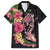 Hawaiian Tropical Plants Turtle and Shark Family Matching Off The Shoulder Long Sleeve Dress and Hawaiian Shirt Polynesian Art Tattoo