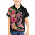 Hawaiian Tropical Plants Turtle and Shark Family Matching Off The Shoulder Long Sleeve Dress and Hawaiian Shirt Polynesian Art Tattoo