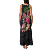Hawaiian Tropical Plants Turtle and Shark Family Matching Tank Maxi Dress and Hawaiian Shirt Polynesian Art Tattoo