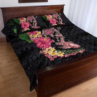 Hawaiian Tropical Plants Turtle and Shark Quilt Bed Set Polynesian Art Tattoo