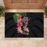 Hawaiian Tropical Plants Turtle and Shark Rubber Doormat Polynesian Art Tattoo