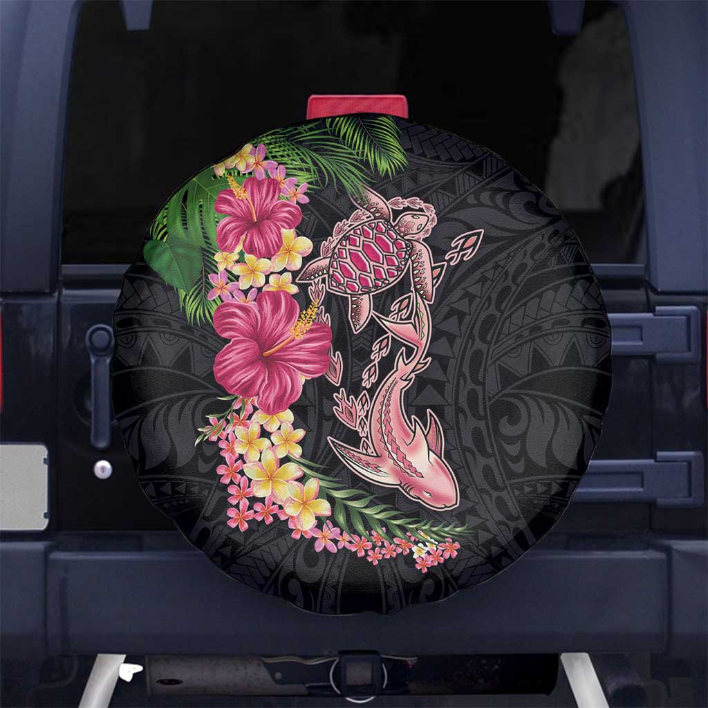 Hawaiian Tropical Plants Turtle and Shark Spare Tire Cover Polynesian Art Tattoo
