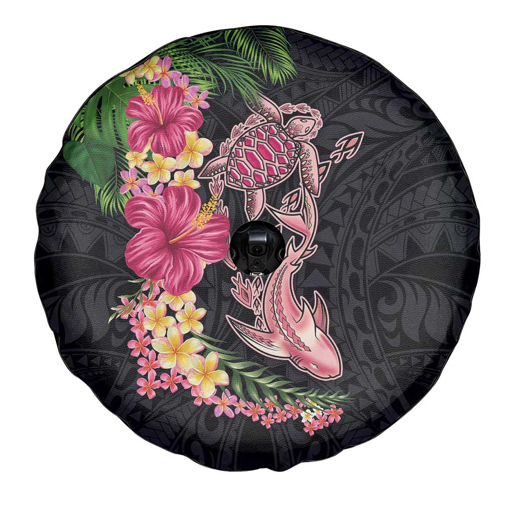 Hawaiian Tropical Plants Turtle and Shark Spare Tire Cover Polynesian Art Tattoo