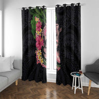 Hawaiian Tropical Plants Turtle and Shark Window Curtain Polynesian Art Tattoo