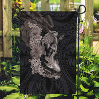 Hawaiian Tropical Plants Turtle and Shark Garden Flag Polynesian Art Tattoo Grayscale Color