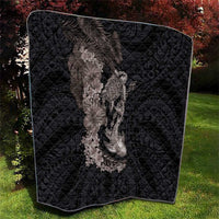 Hawaiian Tropical Plants Turtle and Shark Quilt Polynesian Art Tattoo Grayscale Color