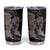 Hawaiian Tropical Plants Turtle and Shark Tumbler Cup Polynesian Art Tattoo Grayscale Color