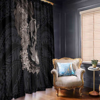 Hawaiian Tropical Plants Turtle and Shark Window Curtain Polynesian Art Tattoo Grayscale Color LT03 - Polynesian Pride