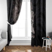 Hawaiian Tropical Plants Turtle and Shark Window Curtain Polynesian Art Tattoo Grayscale Color LT03 - Polynesian Pride