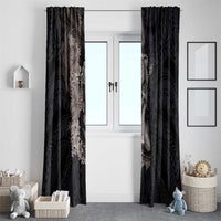 Hawaiian Tropical Plants Turtle and Shark Window Curtain Polynesian Art Tattoo Grayscale Color LT03 - Polynesian Pride