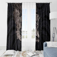 Hawaiian Tropical Plants Turtle and Shark Window Curtain Polynesian Art Tattoo Grayscale Color LT03 - Polynesian Pride