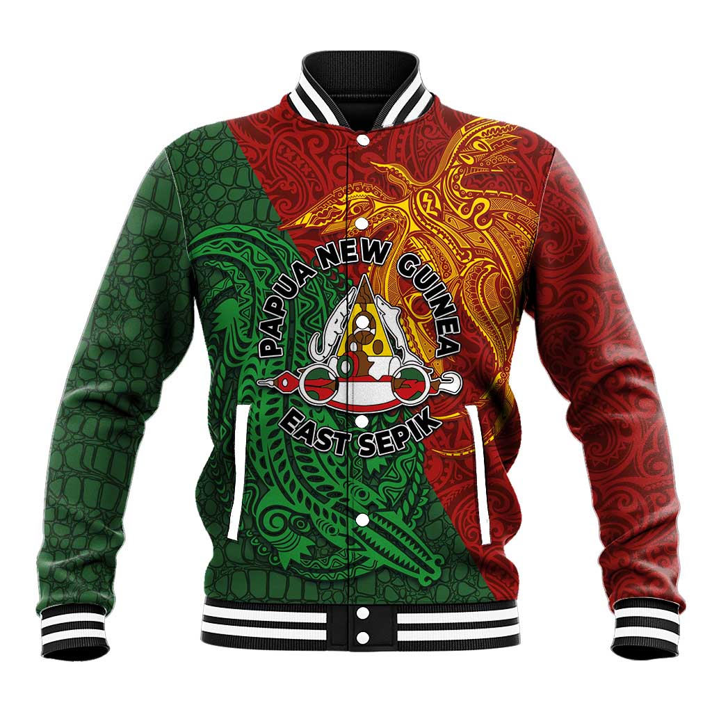 Papua New Guinea East Sepik Province Baseball Jacket Tribal Crocodile Birds of Paradise Melanesian Tattoo