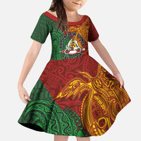 Papua New Guinea East Sepik Province Family Matching Mermaid Dress and Hawaiian Shirt Tribal Crocodile Birds of Paradise Melanesian Tattoo
