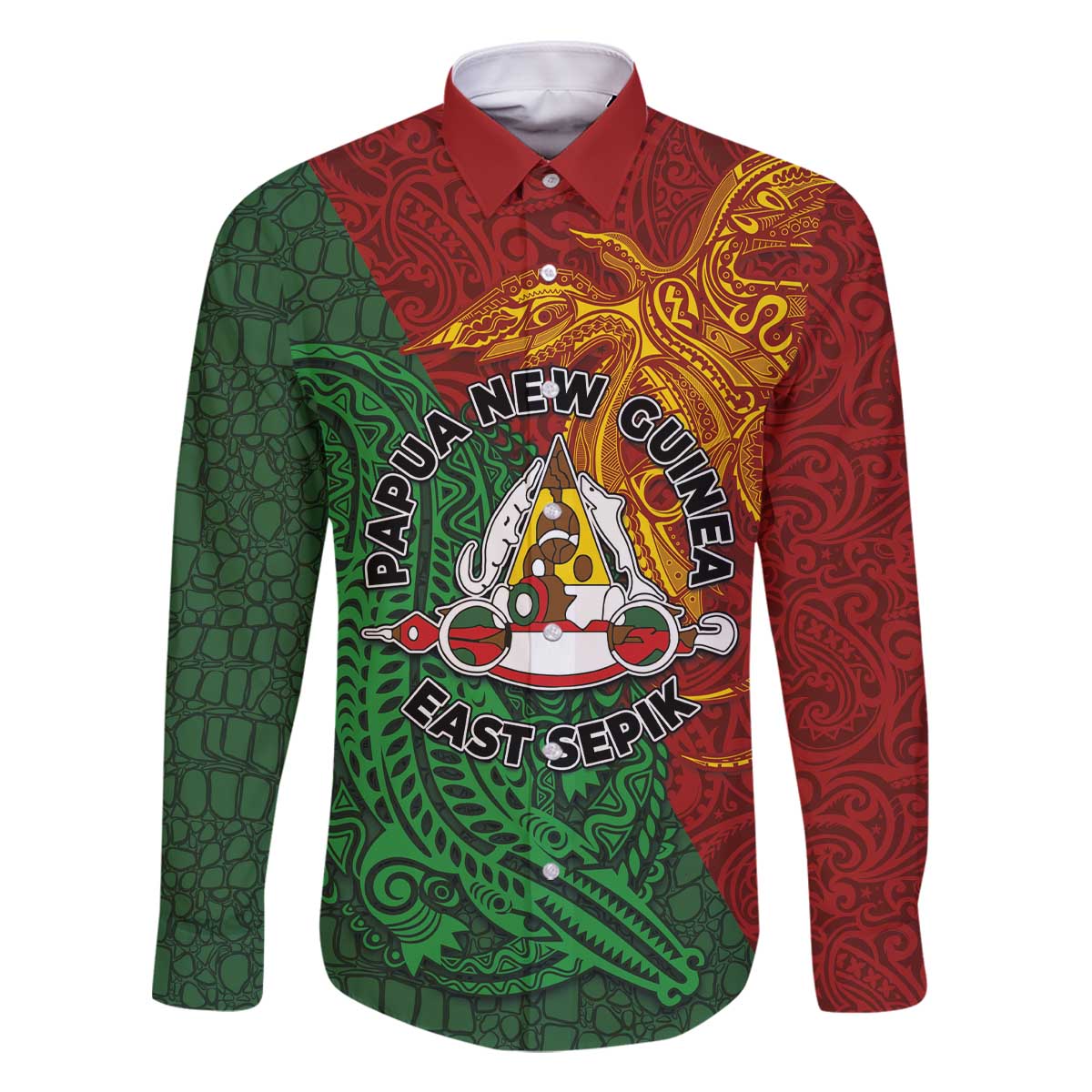 Papua New Guinea East Sepik Province Family Matching Off The Shoulder Long Sleeve Dress and Hawaiian Shirt Tribal Crocodile Birds of Paradise Melanesian Tattoo