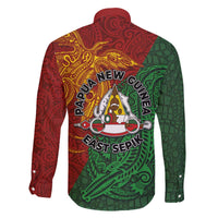 Papua New Guinea East Sepik Province Family Matching Off The Shoulder Long Sleeve Dress and Hawaiian Shirt Tribal Crocodile Birds of Paradise Melanesian Tattoo