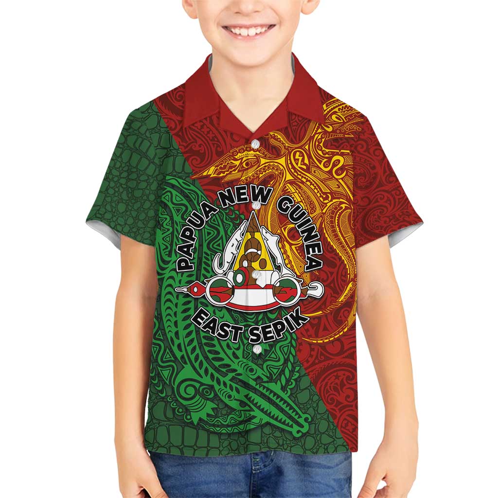 Papua New Guinea East Sepik Province Family Matching Off Shoulder Maxi Dress and Hawaiian Shirt Tribal Crocodile Birds of Paradise Melanesian Tattoo