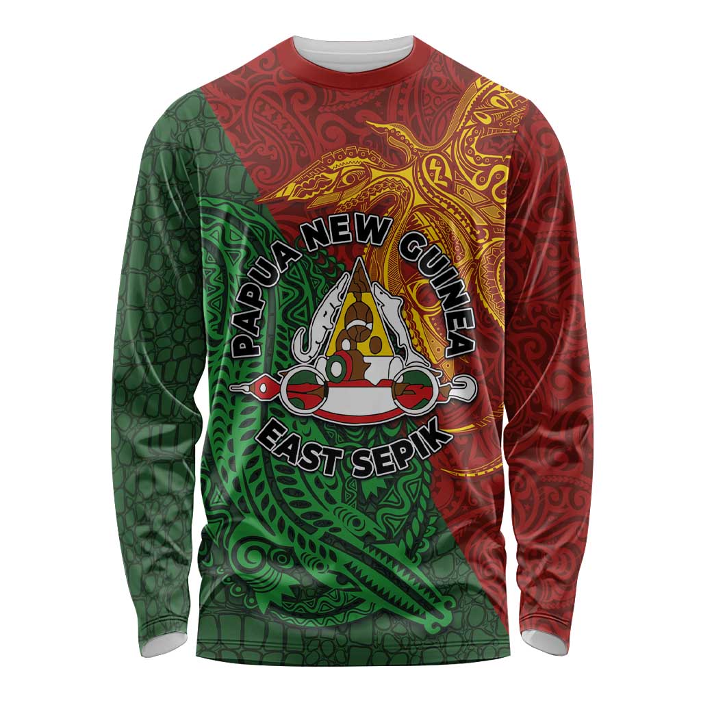 Papua New Guinea East Sepik Province Long Sleeve Shirt Tribal Crocodile Birds of Paradise Melanesian Tattoo