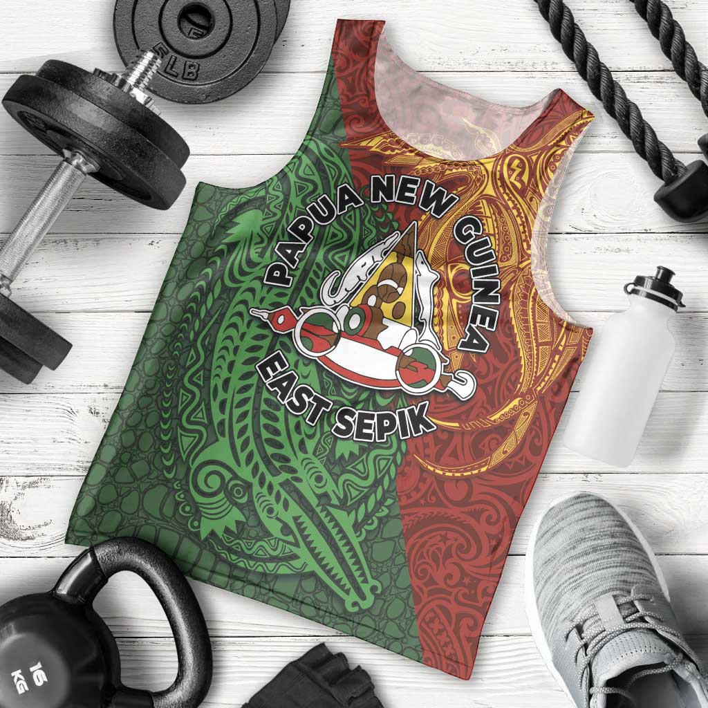 Papua New Guinea East Sepik Province Men Tank Top Tribal Crocodile Birds of Paradise Melanesian Tattoo