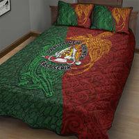 Papua New Guinea East Sepik Province Quilt Bed Set Tribal Crocodile Birds of Paradise Melanesian Tattoo