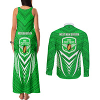 Kimbe Cutters Rugby Couples Matching Tank Maxi Dress and Long Sleeve Button Shirts Papua New Guinea Polynesian Tattoo Green Version LT03 - Polynesian Pride