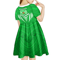 Kimbe Cutters Rugby Kid Short Sleeve Dress Papua New Guinea Polynesian Tattoo Green Version LT03 - Polynesian Pride