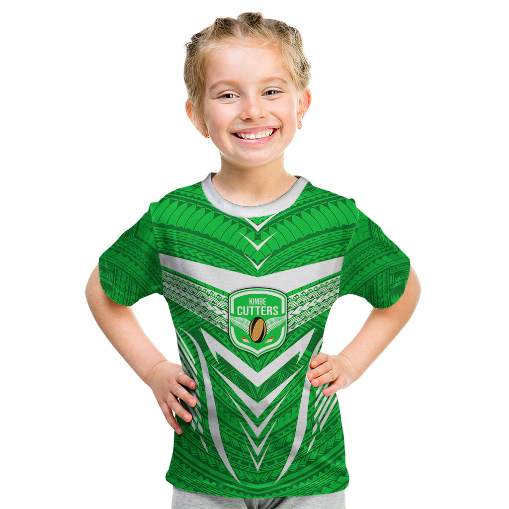 Kimbe Cutters Rugby Kid T Shirt Papua New Guinea Polynesian Tattoo Green Version LT03 Green - Polynesian Pride