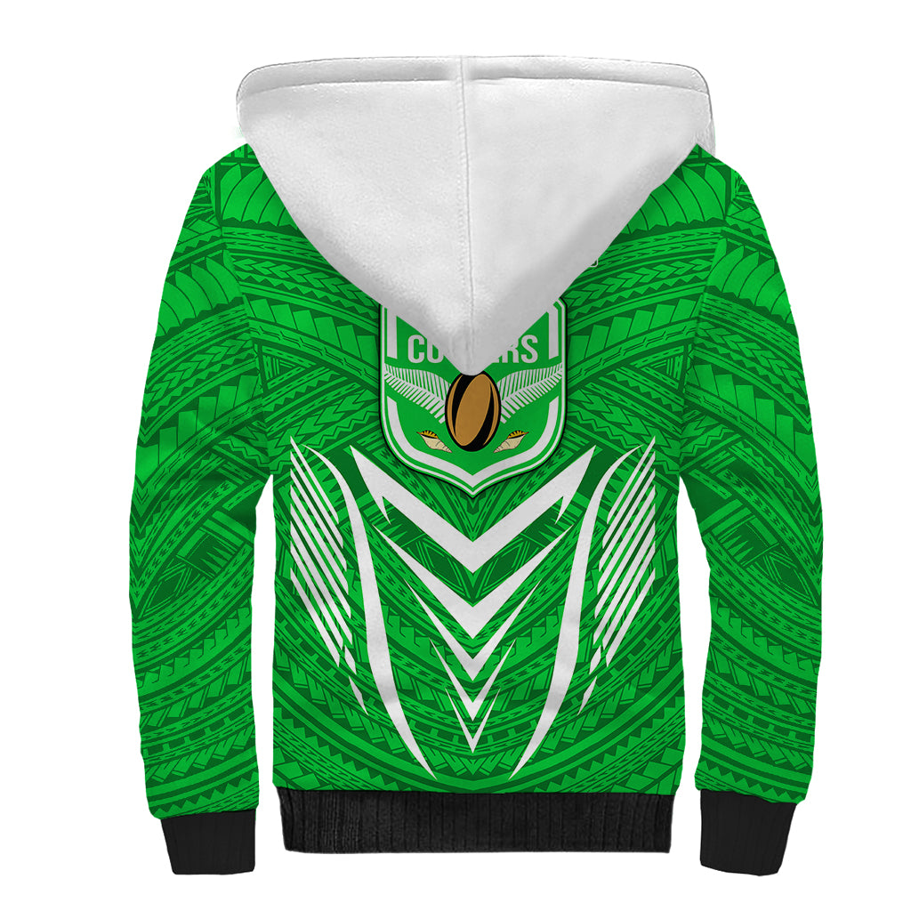 Kimbe Cutters Rugby Sherpa Hoodie Papua New Guinea Polynesian Tattoo Green Version LT03 - Polynesian Pride