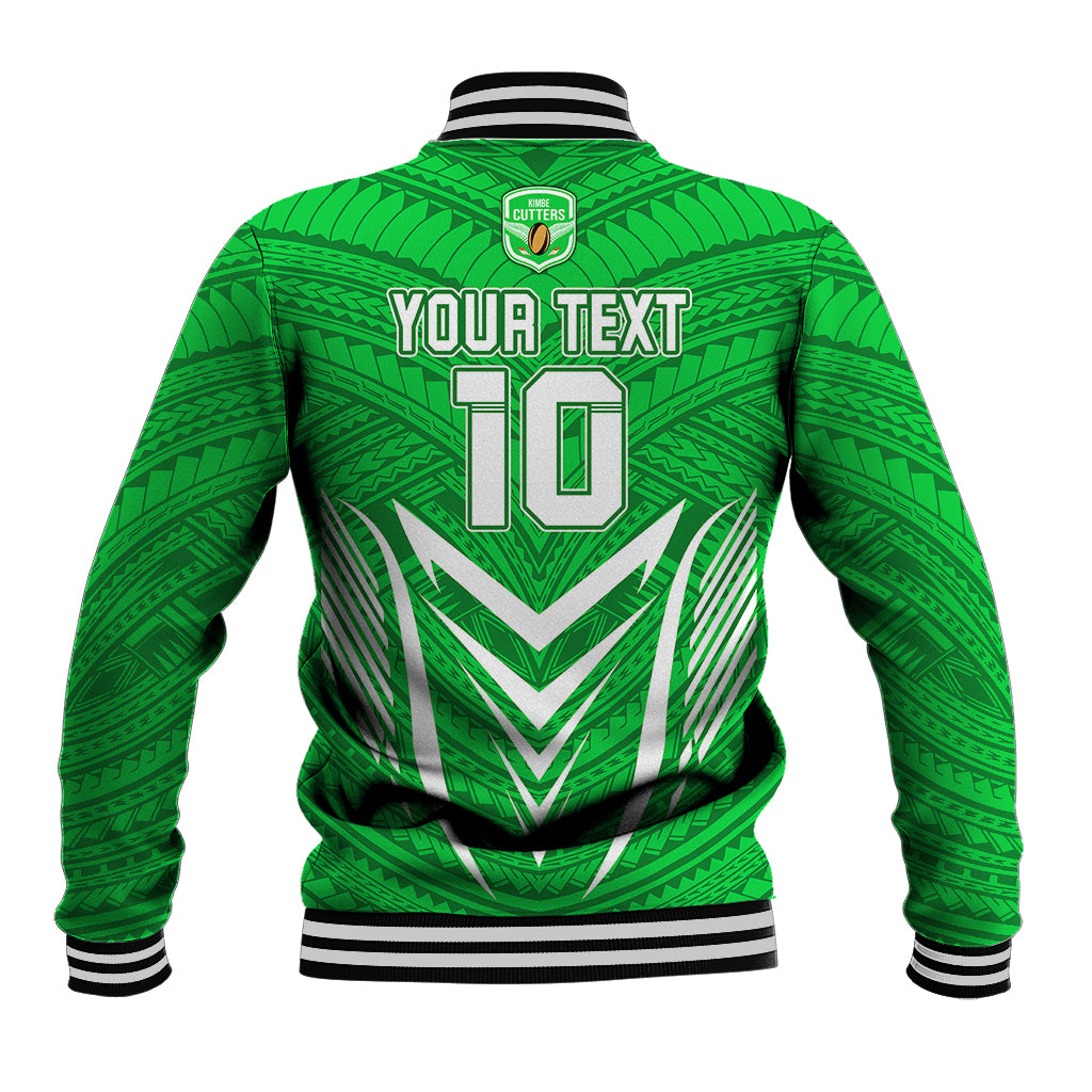 Custom Kimbe Cutters Rugby Baseball Jacket Papua New Guinea Polynesian Tattoo Green Version LT03 - Polynesian Pride
