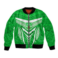 Custom Kimbe Cutters Rugby Bomber Jacket Papua New Guinea Polynesian Tattoo Green Version LT03 Unisex Green - Polynesian Pride