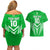 Custom Kimbe Cutters Rugby Couples Matching Off Shoulder Short Dress and Hawaiian Shirt Papua New Guinea Polynesian Tattoo Green Version LT03 - Polynesian Pride