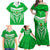 Custom Kimbe Cutters Rugby Family Matching Off Shoulder Maxi Dress and Hawaiian Shirt Papua New Guinea Polynesian Tattoo Green Version LT03 - Polynesian Pride