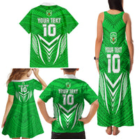 Custom Kimbe Cutters Rugby Family Matching Tank Maxi Dress and Hawaiian Shirt Papua New Guinea Polynesian Tattoo Green Version LT03 - Polynesian Pride