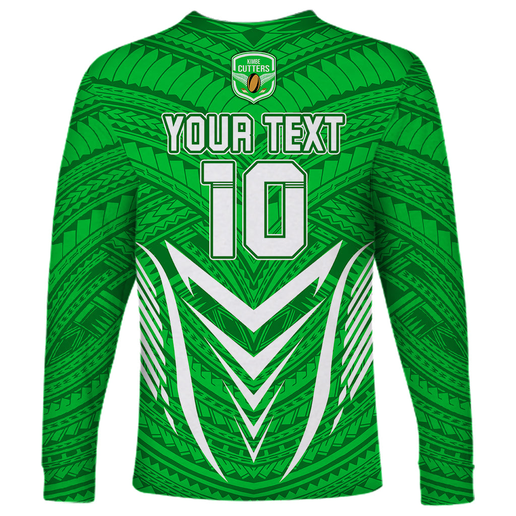 Custom Kimbe Cutters Rugby Long Sleeve Shirt Papua New Guinea Polynesian Tattoo Green Version LT03 - Polynesian Pride