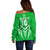 Custom Kimbe Cutters Rugby Off Shoulder Sweater Papua New Guinea Polynesian Tattoo Green Version LT03 - Polynesian Pride