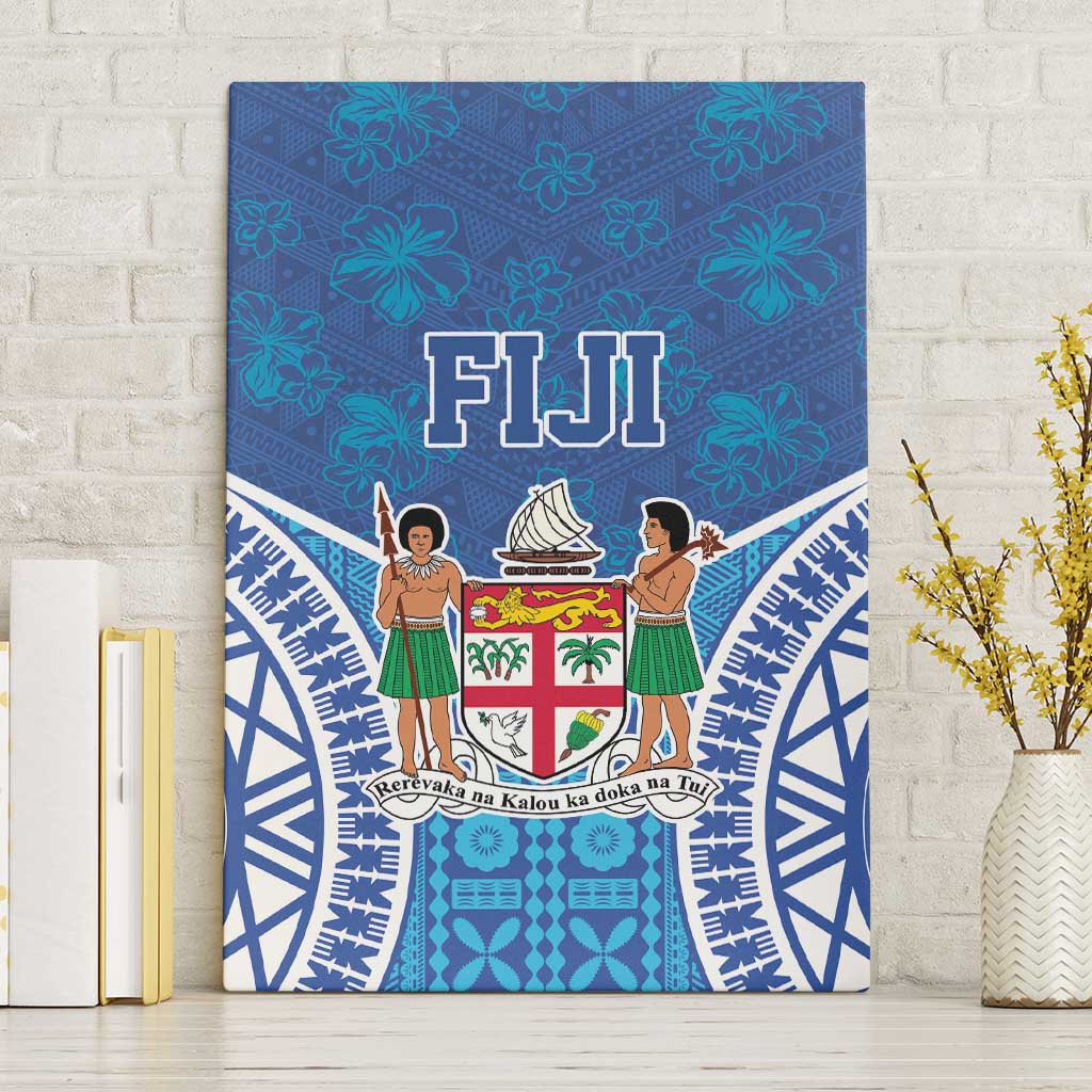 Fiji Day Canvas Wall Art Fijian Masi Tribal Hibiscus Tattoo and Tapa Pattern