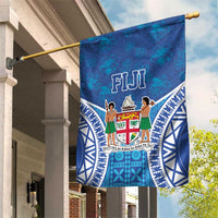 Fiji Day Garden Flag Fijian Masi Tribal Hibiscus Tattoo and Tapa Pattern LT03 House Flag Blue - Polynesian Pride