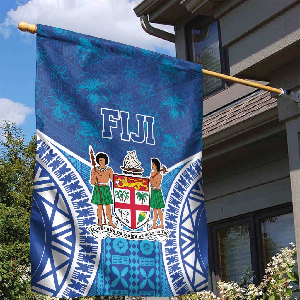 Fiji Day Garden Flag Fijian Masi Tribal Hibiscus Tattoo and Tapa Pattern LT03 - Polynesian Pride
