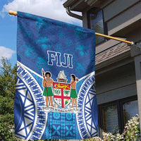 Fiji Day Garden Flag Fijian Masi Tribal Hibiscus Tattoo and Tapa Pattern LT03 - Polynesian Pride