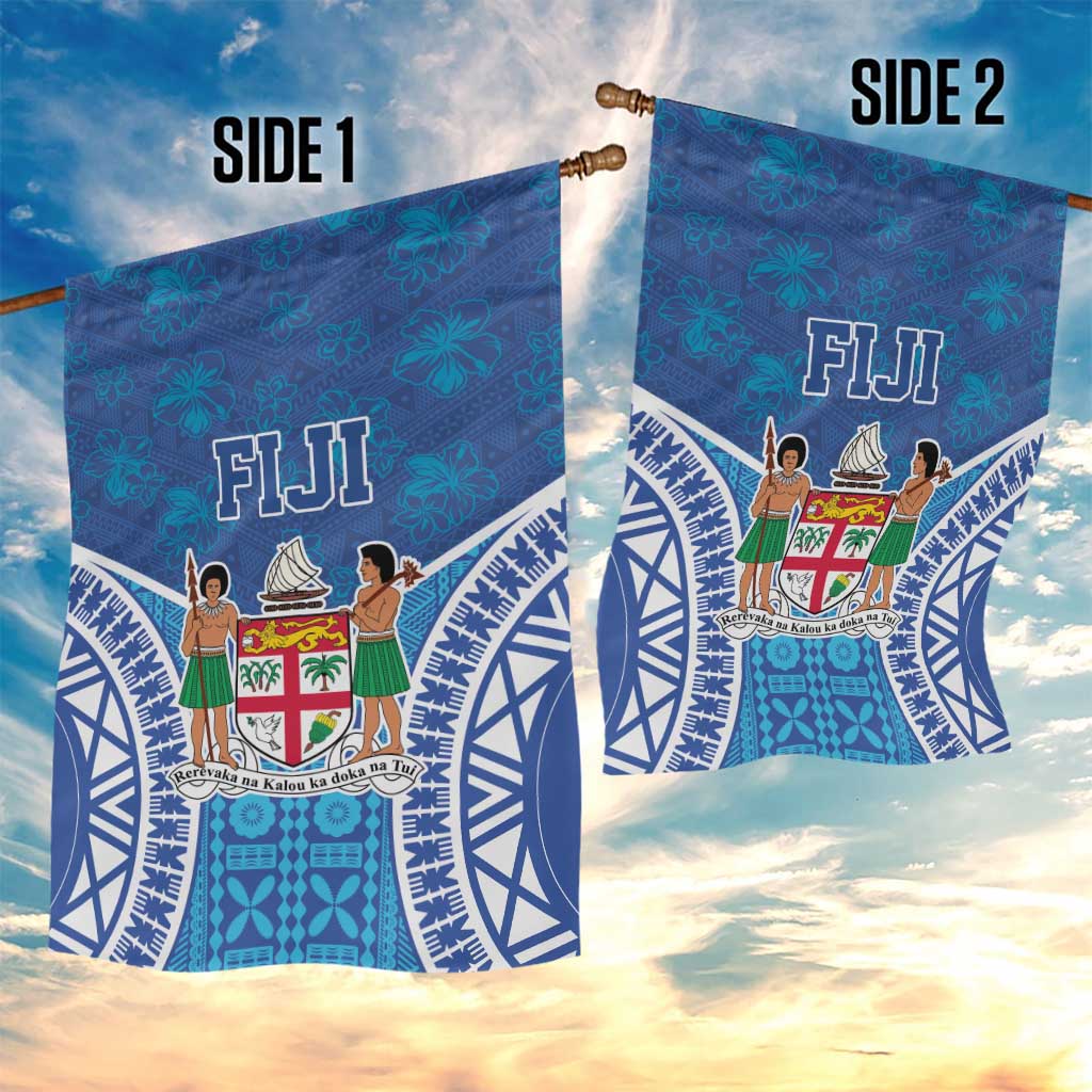 Fiji Day Garden Flag Fijian Masi Tribal Hibiscus Tattoo and Tapa Pattern LT03 - Polynesian Pride