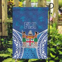 Fiji Day Garden Flag Fijian Masi Tribal Hibiscus Tattoo and Tapa Pattern LT03 Garden Flag Blue - Polynesian Pride