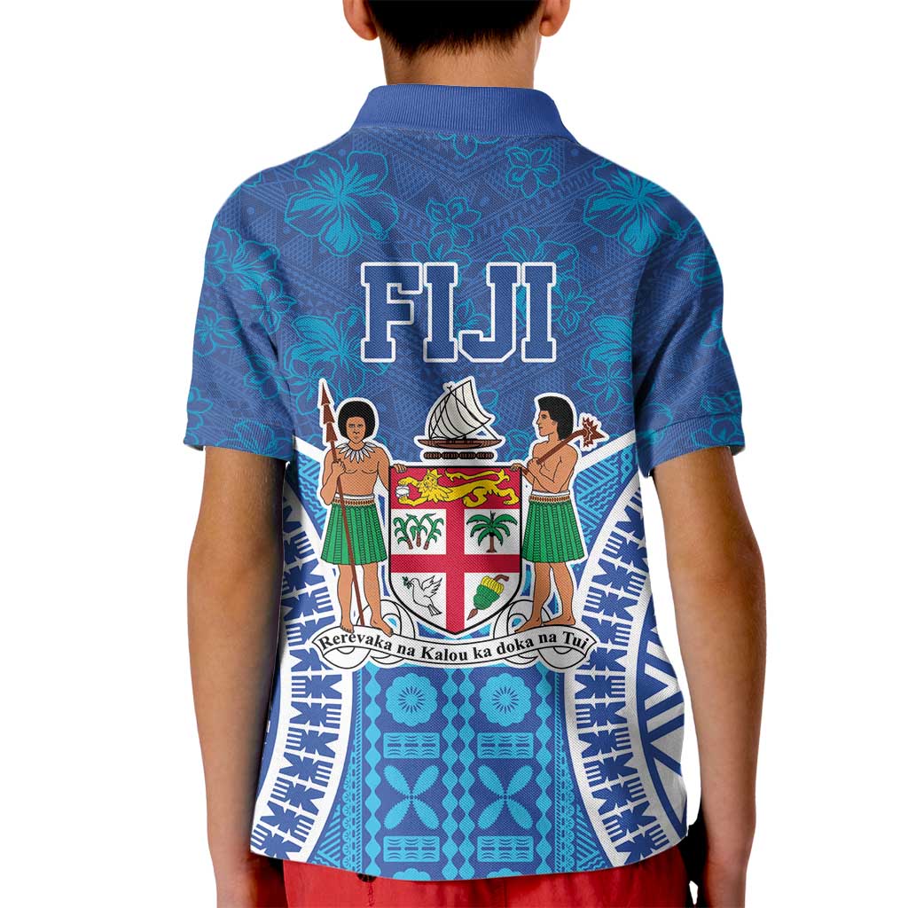 Fiji Day Kid Polo Shirt Fijian Masi Tribal Hibiscus Tattoo and Tapa Pattern