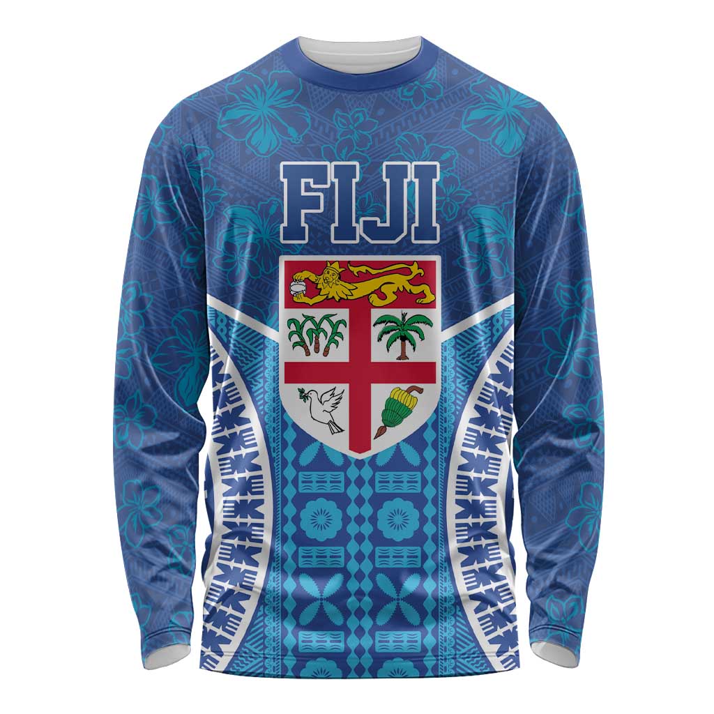 Fiji Day Long Sleeve Shirt Fijian Masi Tribal Hibiscus Tattoo and Tapa Pattern
