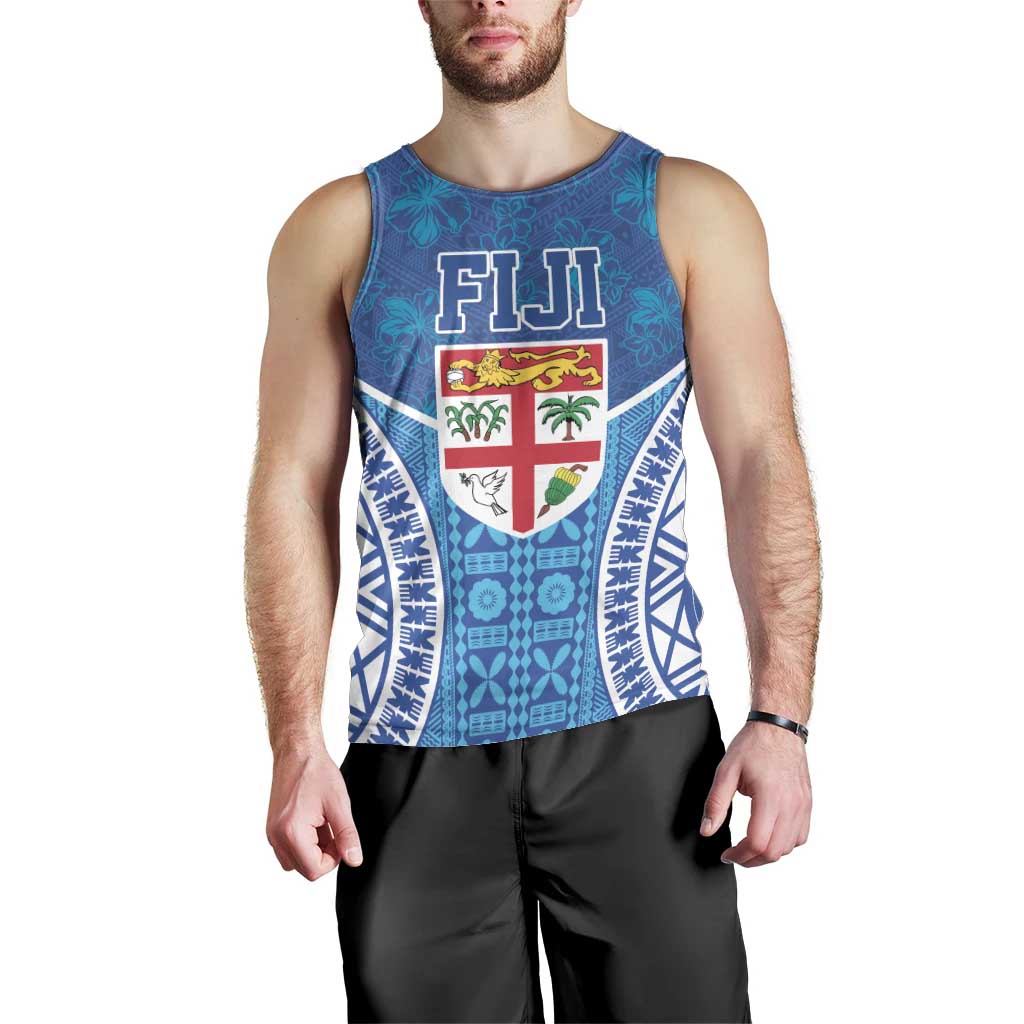 Fiji Day Men Tank Top Fijian Masi Tribal Hibiscus Tattoo and Tapa Pattern