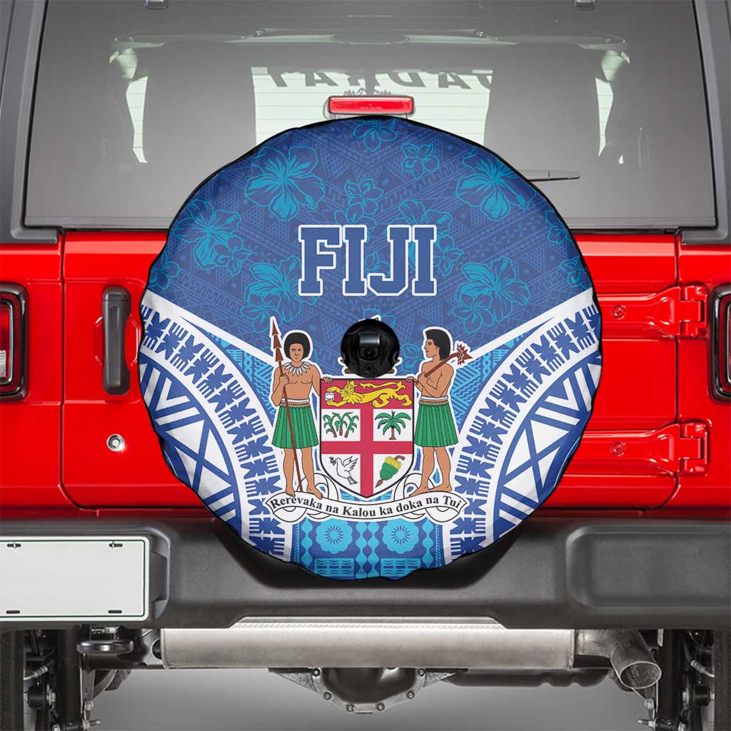 Fiji Day Spare Tire Cover Fijian Masi Tribal Hibiscus Tattoo and Tapa Pattern